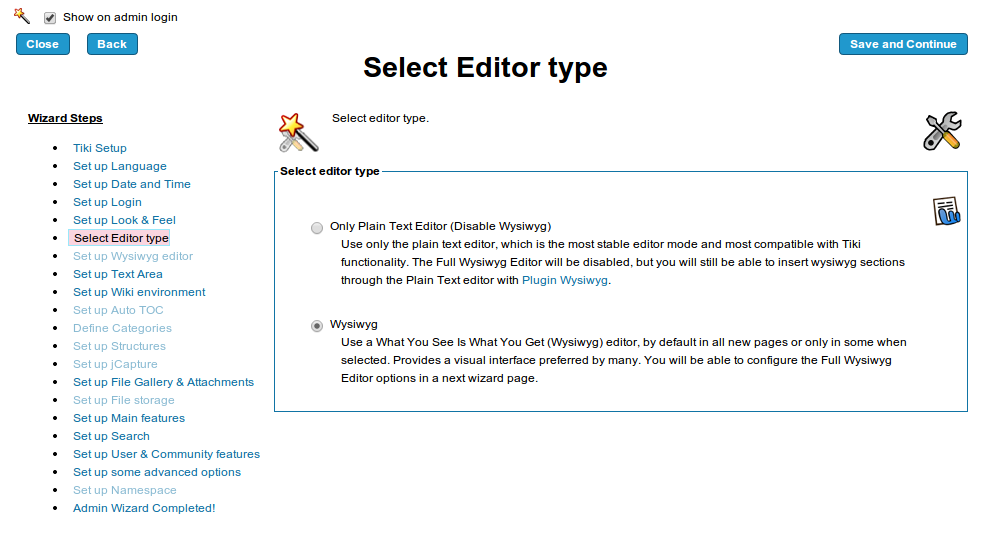 Select Editor type/s