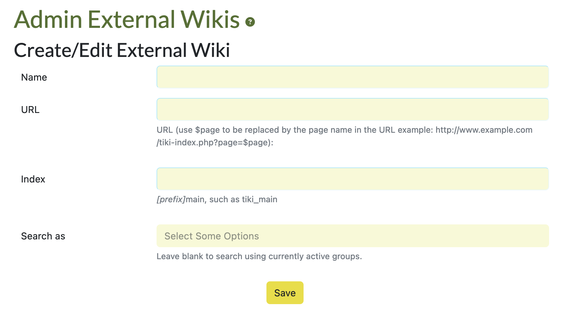 External Wikis Create