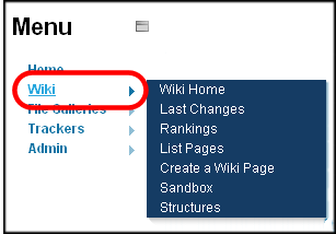 Sample Wiki menu.