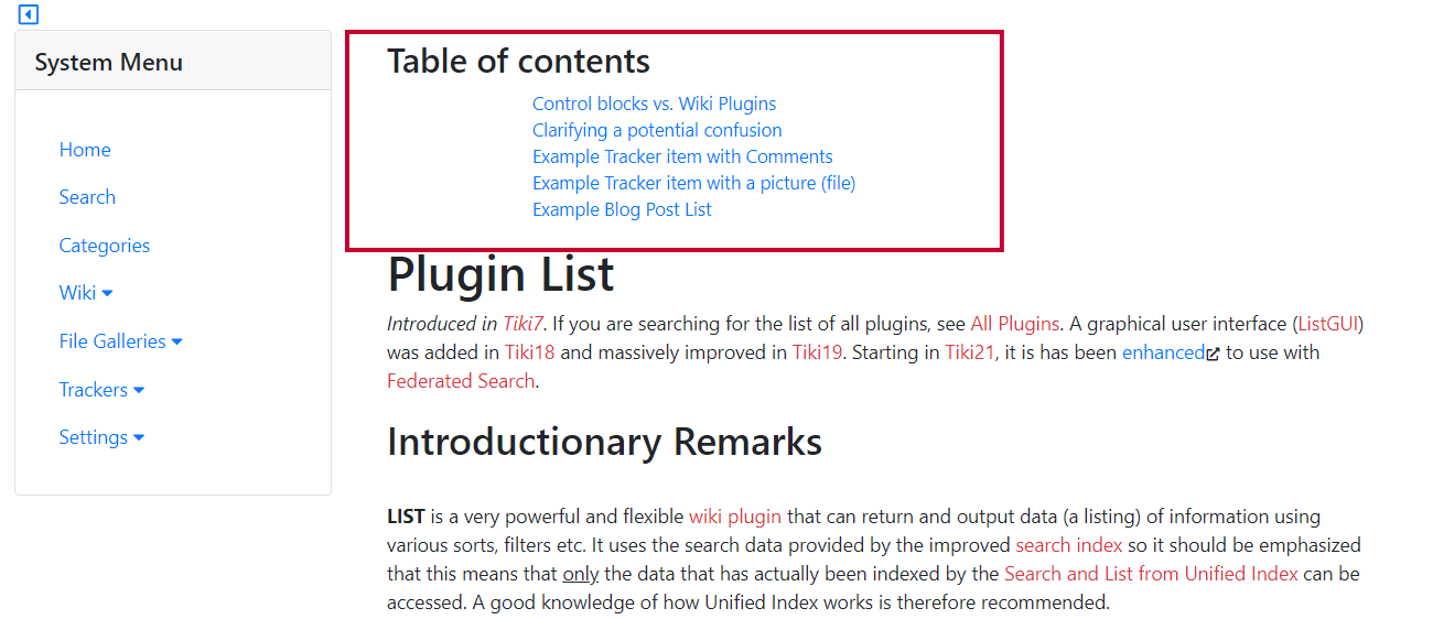 PluginAutoTOC example 1