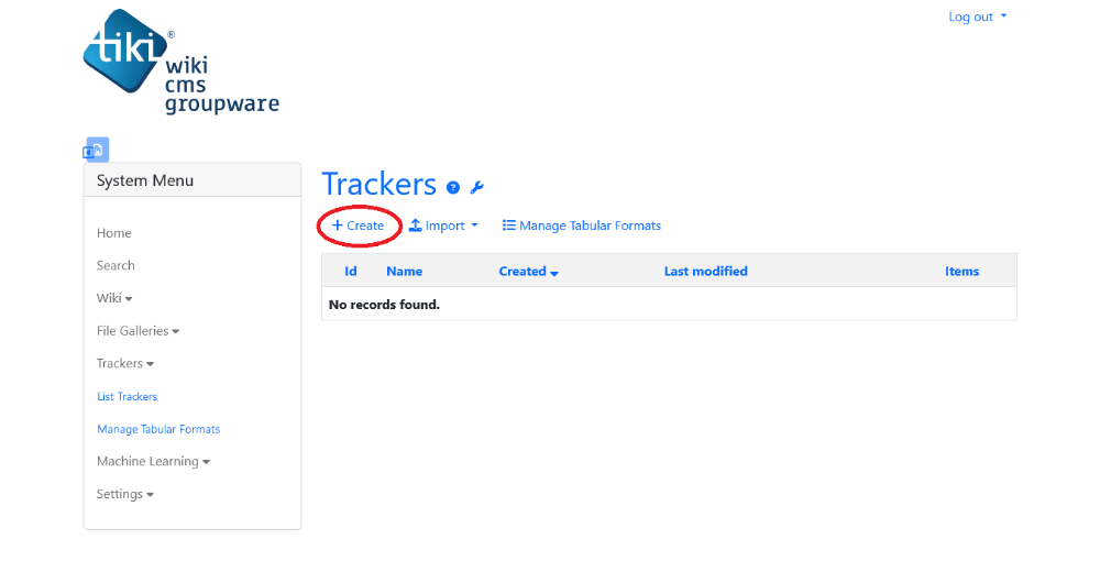 Use the create button on List Trackers page to create a tracker