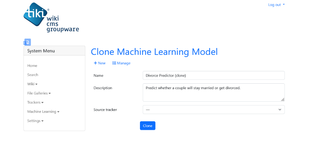 Model cloning page