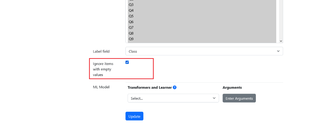 Check the box to ignore empty data values