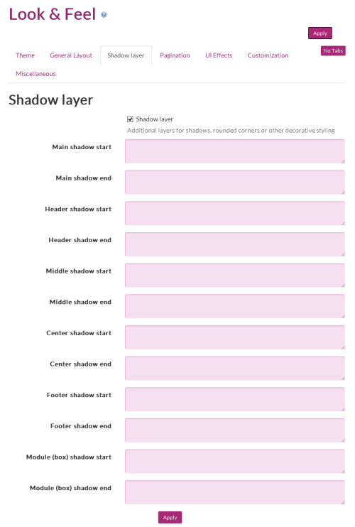 Shadow Layer tab