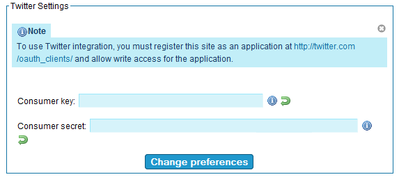 Social networks admin page