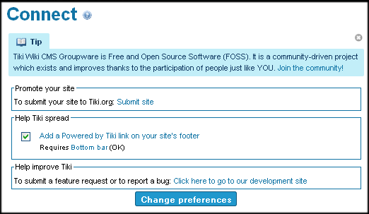 Connect page